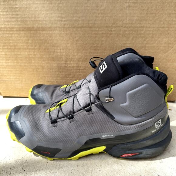 Salomon Hiking Boots Cross Hike Mid GTX Lace Up Athletic Sneakers Gray Yellow 13 main image 5